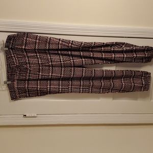 Ashley Stewart pants, pink/white/black, elastic waist and ankles.